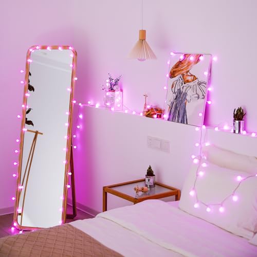 33FT 100 LED Pink Globe String Lights Battery Operated 8 Modes