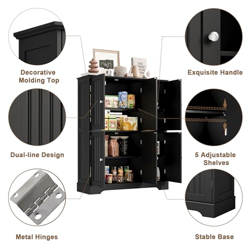 Bathroom Floor Cabinet with 6 Doors and Adjustable Shelves