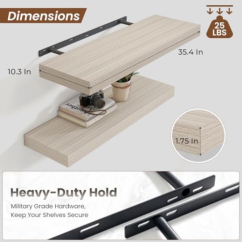 Floating Shelves 35.7" W x 10.3" D Grey Set of 2 (2 Count)