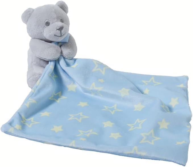 CREVENT Cozy Plush Baby Security Blanket Loveys for Baby Boys with Animal Face, Baby Shower/Birthday Gifts for Newborns Infant Toddler (Hugging Bear)