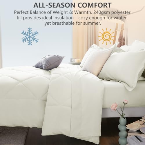 Twin XL Comforter Set with Sheets Ivory