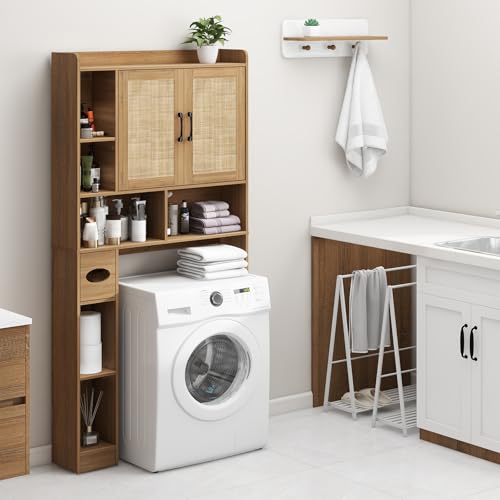 Over The Toilet Storage Cabinet with 2 Barn Doors
