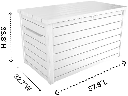 Generic 230-Gallon XXL Deck Storage Box Outdoor Patio Container (White)