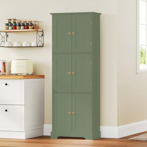 63.2" Tall Bathroom Storage Cabinet with 6 Doors