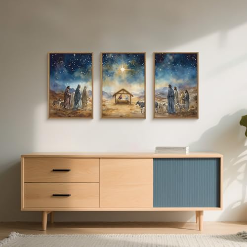 Large Bible Christian Religious Framed Canvas Wall Art Set