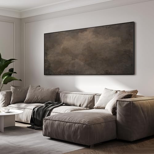 24"x46" Extra Large Framed Wall Art Neutral Cloudy Abstract Illustration