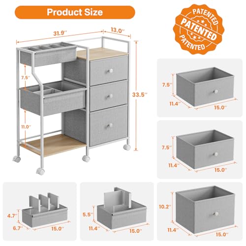 Baby Diaper Caddy Organizer Rolling Cart with Drawers