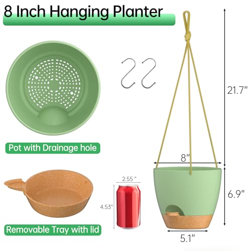 8 Inch Hanging Planters for Indoor Outdoor Plants (2 Count)