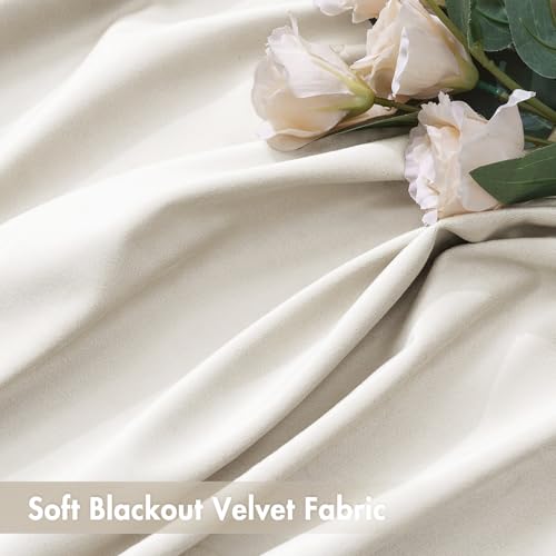 Ivory Blackout Velvet Curtains Drapes 108 Inch Long 52"x108" Bedroom (2 Count)