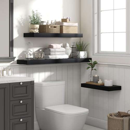 Floating Shelves 15.7" W x 10.3" D Black Set of 2 (2 Count)