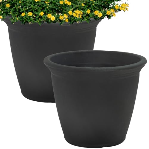 Sunnydaze Anjelica 15.25'' Large Plastic Planter Pot for Plants (2 Count)
