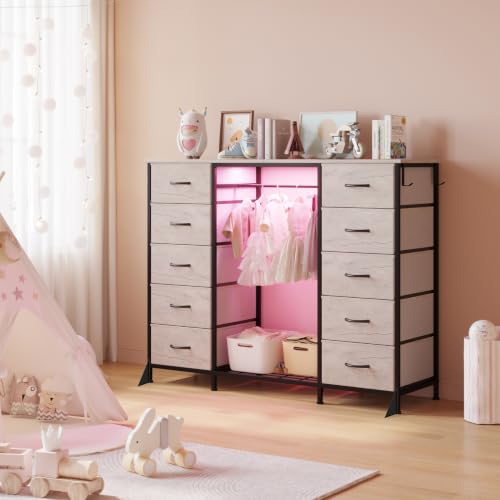 55"W Dresser with Hanging Rack