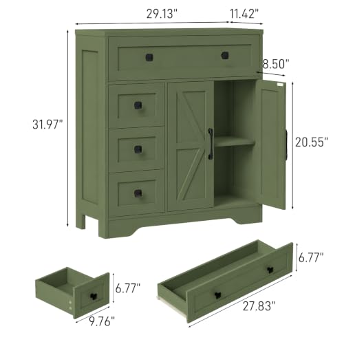 Farmhouse Storage Cabinet with 2 Doors and 4 Drawers