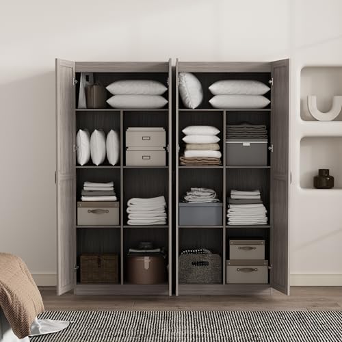 Cornelia Modern Tall Storage Cabinet with Doors and Adjustable Shelves 1.0 (2 Count)