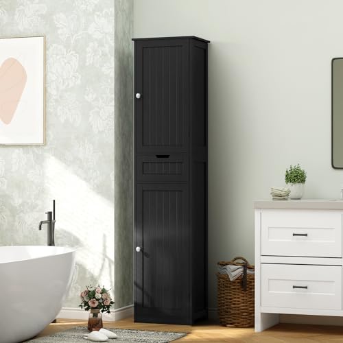 66.9" Tall Bathroom Storage Cabinet with 2 Doors & 1 Drawer