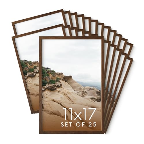 11x17 Walnut Oak Wood Picture Frames Set of 25 (25 Count)