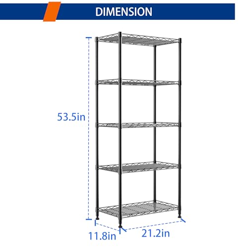 5 Wire Shelving Metal Storage Rack Adjustable Shelves