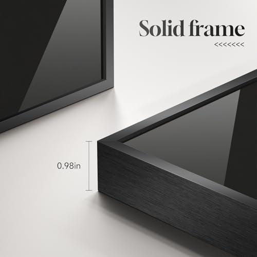 Large Framed Black and White Geometric Abstract Wall Art