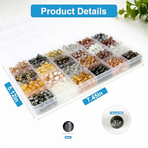 About 1200PCS 6mm Crack Glass Beads (1200 Count)