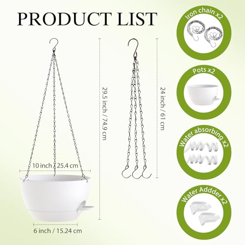 10 Inch Hanging Baskets 2 PC with Chains (2 Count)