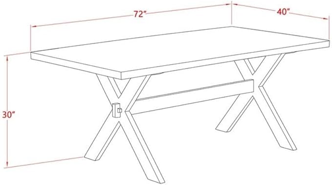 East West Furniture X627DR124-9 9 Piece Modern Dining Table Set Includes a Rectangle Wooden Table with X-Legs and 8 Black Color Linen Fabric Parsons Dining Chairs, 40x72 Inch, Multi-Color