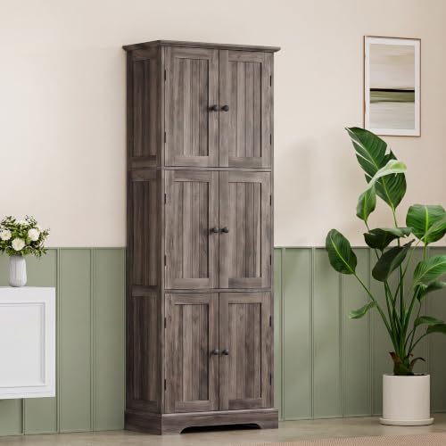 63.2" Tall Bathroom Storage Cabinet with 6 Doors