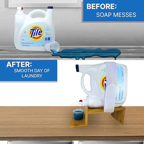 Liquid Laundry Detergent Holder Stand with Tray & Strap