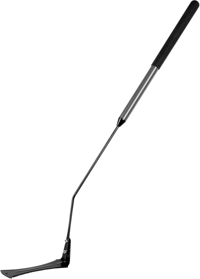 Walensee Grass Whip with Double-Edged Serrated Sharp Steel Blade Weed Grass Cutter with Soft Rubber 22-Inch Handle Cut Tall Grass and Overgrown Weeds in The Yard, Fields, and Ditches, Black,1 Pack