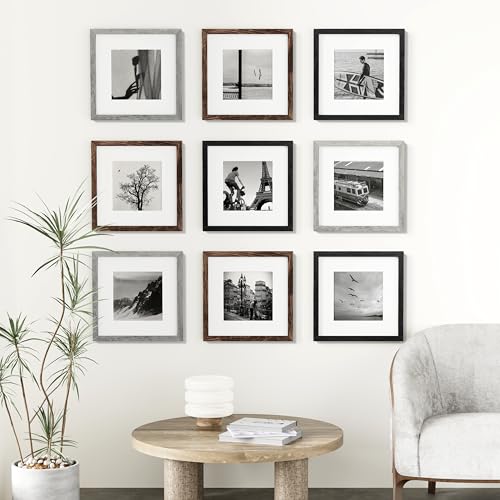 12x12 Picture Frames Set of 9 for Wall Mounting (9 Count)