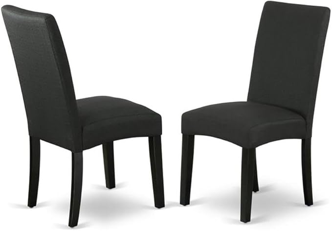 East West Furniture X627DR124-9 9 Piece Modern Dining Table Set Includes a Rectangle Wooden Table with X-Legs and 8 Black Color Linen Fabric Parsons Dining Chairs, 40x72 Inch, Multi-Color