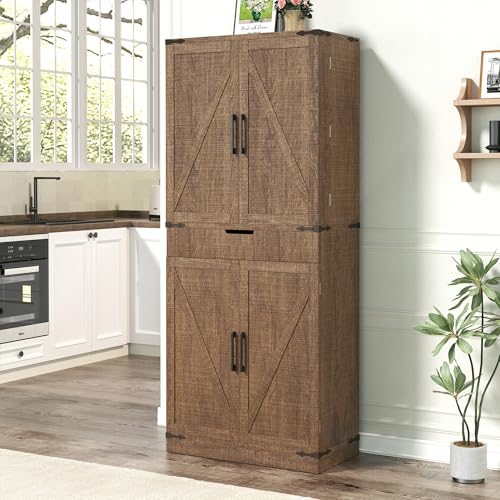 72" Kitchen Pantry Storage Cabinet with Doors and Shelves