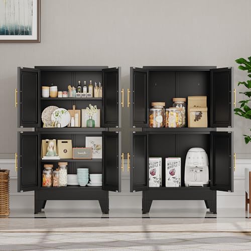 47” Black Metal Bathroom Storage Cabinet