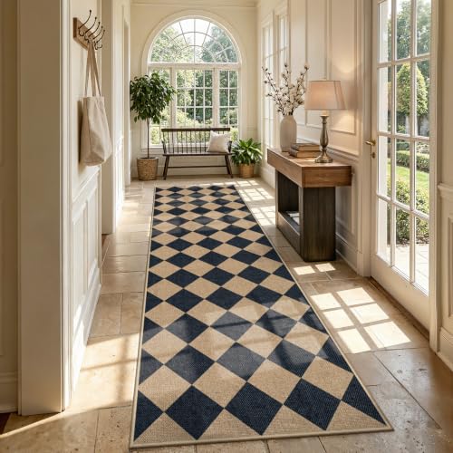 Checkered Hallways Runner Rug Non Slip