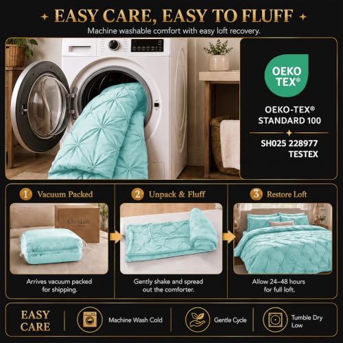 Queen Comforter Set Spa Blue