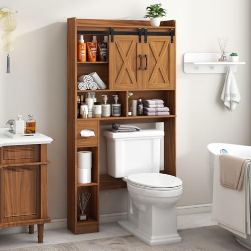 Over The Toilet Storage Cabinet with Sliding Doors
