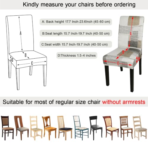 Pattern Chair Covers for Dining Room Set of 6