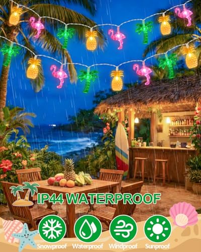 50 LED 25ft Summer Hawaiian Beach Battery String Lights Outdoor with Remote