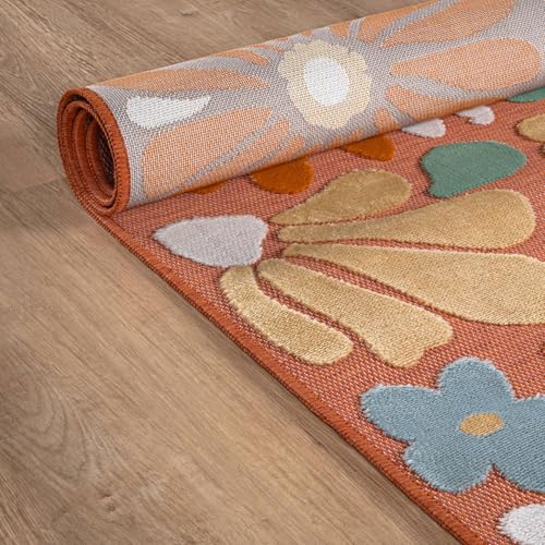 Outdoor Rug 8x10 Modern Floral Tropical Area Rugs for Outdoor and Indoor Patio Easy to Clean Non Shedding Living Room Porch Garden Washable Outside Carpet (80 Sq Ft)
