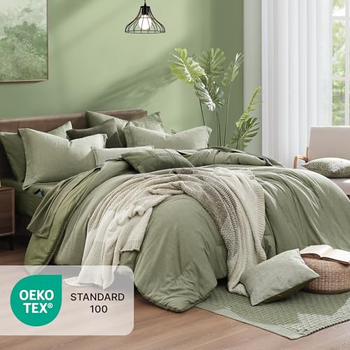 King Size Comforter Set Sage Green 7 Pieces Bed in a Bag