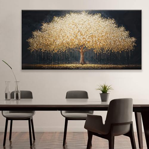 Large Wall Art Gold Tree Of Life Artwork Prints Canvas Art Wall Decor Painting Prints Gold Tree Large Abstract Wall Decor Picture For Living Room Bedroom Home Office Artwork 35"X 70"