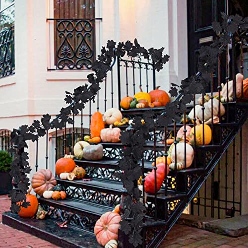 2 Pcs Fall Maple Leaf Garland Hanging Black Decor Fall Leaves Vines