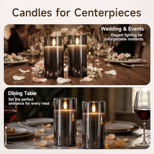 Grey Glass Flameless Candles