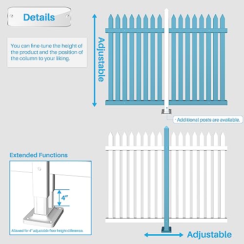 10 Sets White Vinyl Picket Fence Panels 36" H x 84" W PVC Garden Fences Plastic Decorative for Yard Porch Deck Pool Dog Temporary Fencing