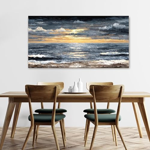 Canvas Wall Art Decor Modern Wall Art Pictures for Living Room Abstract Coastal Wall Art Prints Large Landscape Wall Art Decorations Abstract Canvas Art Wall Decor Bedroom Office Decor 24" X 48"