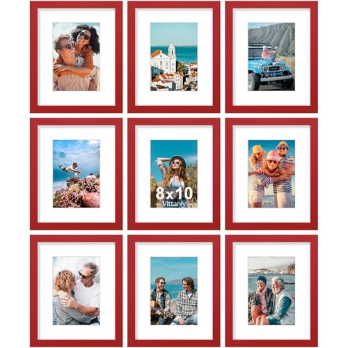 8x10 Picture Frames Set of 9 for Wall or Tabletop Display (9 Count)