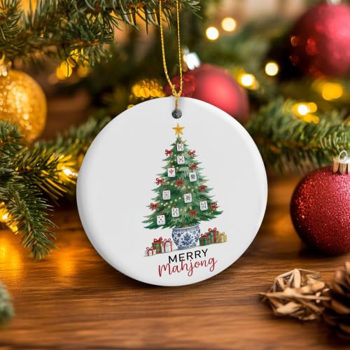 Chinoiserie Pot Mahjong Christmas Tree Ceramic Ornament Gifts