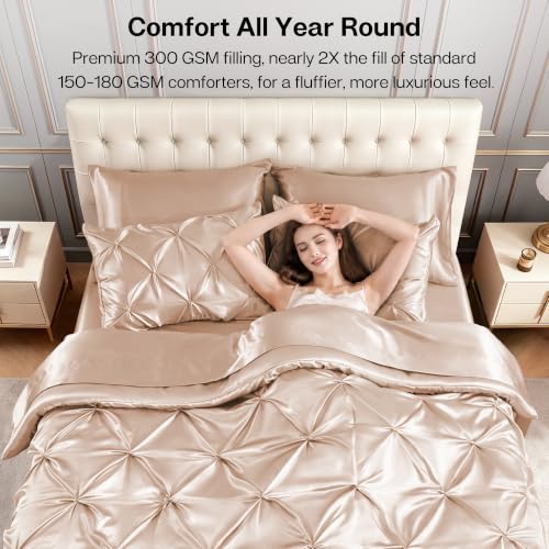Satin Twin XL Comforter Set Champagne