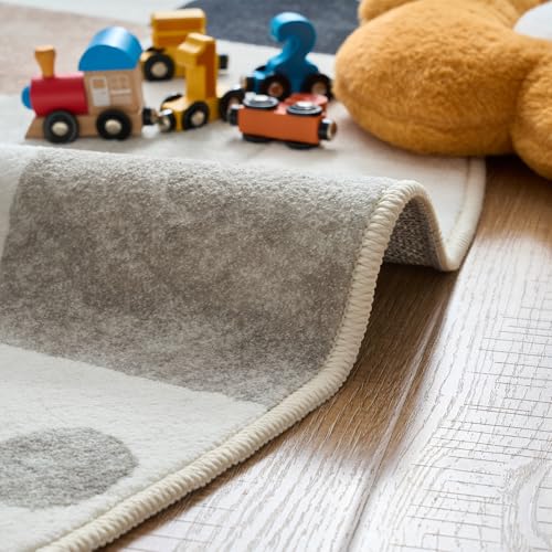 4ft Round Kids Rug Washable Playroom Rug Colorful Nursery Marble (12.57 Sq Ft)