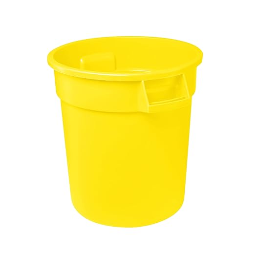 Feed and Seed Storage Container, 20 Gallon Yellow Round Commercial Trash Can/Ingredient Bin, Food Storage Plastic Bin, Use in Agricultural, Gardening, or Household