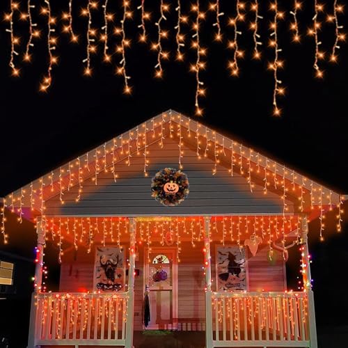 99ft 1200 LED Orange Icicle Lights (99 Foot)